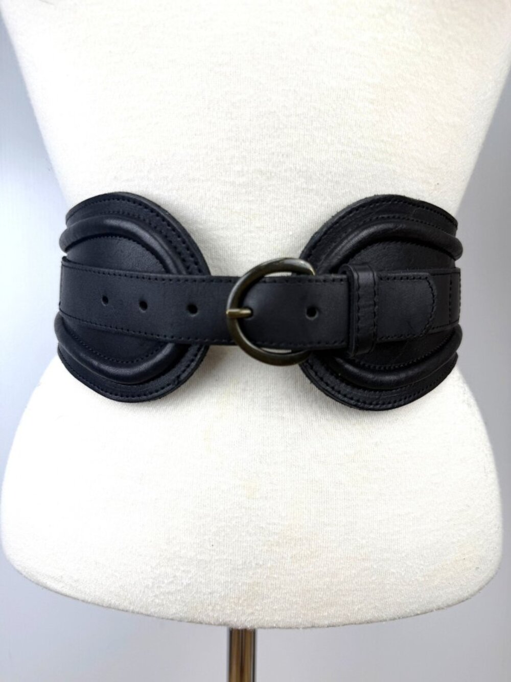 COMPTOIR DES COTONNIERS Black Leather Cinching Waist Large Belt Size 1‎